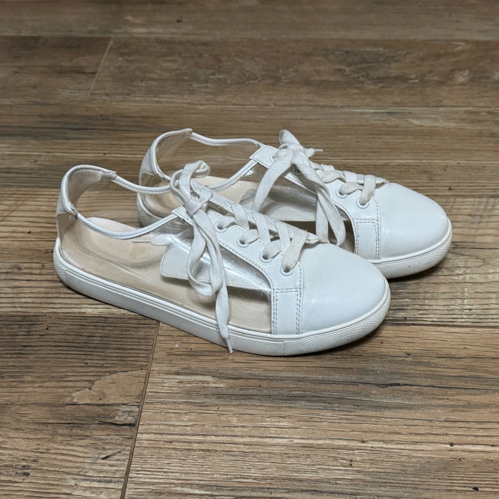 White Clear Minimalist Leather Sneakers - FREE SHIPPING